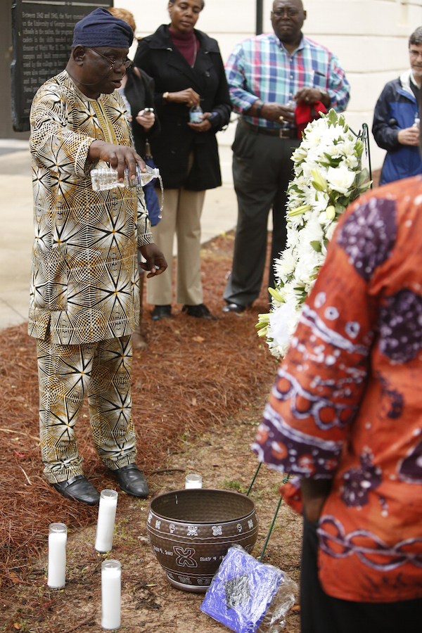 Libation Urn Ceremony at UGA outside Baldwin Hall